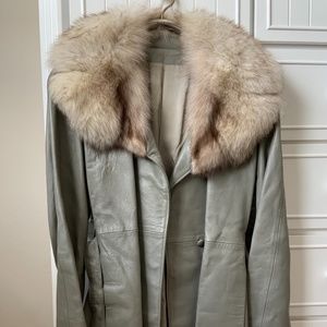New England Sportswear Company Leather Coat with fur trim